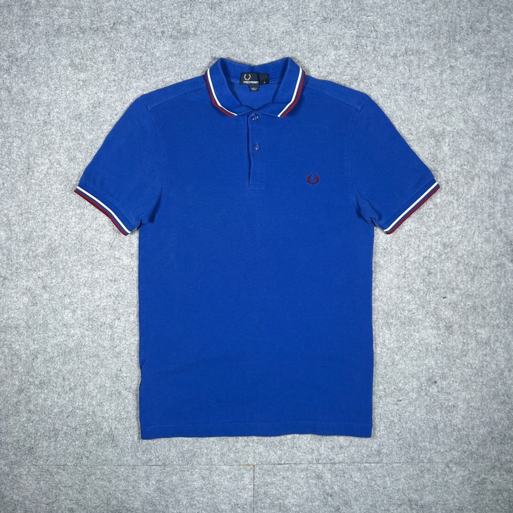 Fred Perry Polo Mens Small Blue M3600 Twin Tipped Laurel Wreath Casual Preppy